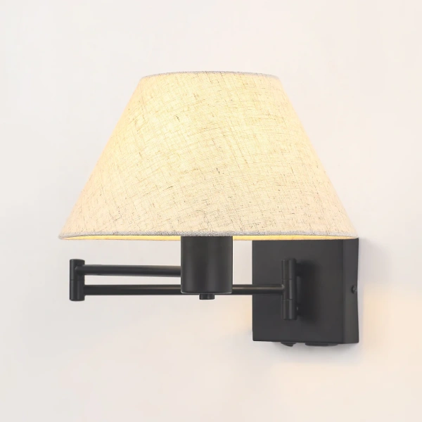 Wall lamp Elspet Swing Arm with charging ports blk