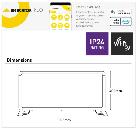Smart WIFI Panel Heater Ikuü 1600W