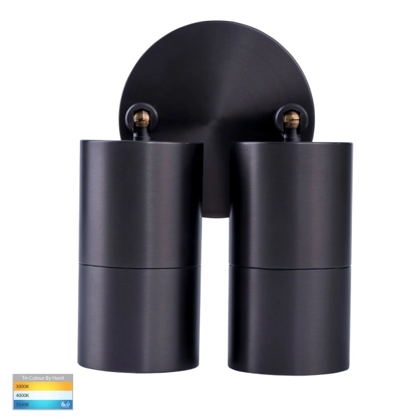 Wall light Tivah Solid Brass Graphite Coloured 3CCT Double Adjustable HV1377GU10T IP65