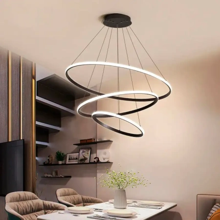 Pendant lamp Crown 3 Ring Black 5K