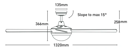Ceiling fan CAPRICE B22 AC WH D52 with Light