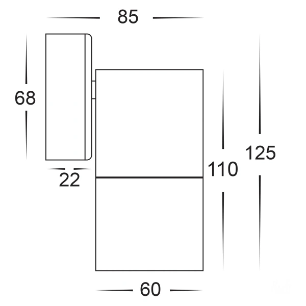 Wall light Tivah Fixed Down MR16 3CCT BL