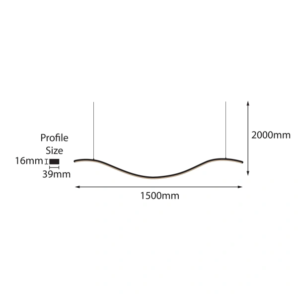 Pendant lamp Wave WHT 1500 LED 50W CCT Dim Pendant lamp Wave WHT 1500 LED 50W CCT Dim