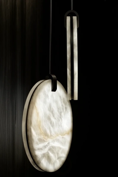 Pendant lamp Villastar P12 Alabaster Spanish Marble LED CCT Dim BLK