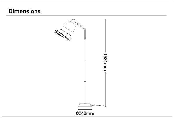 Floor lamp Robin E27 H1581 BLK Floor lamp Robin E27 H1581 BLK