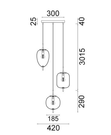 Pendant lamp PINO 4X3R Opal Matte multiple