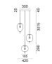 Pendant lamp PINO 4X3R Opal Matte multiple