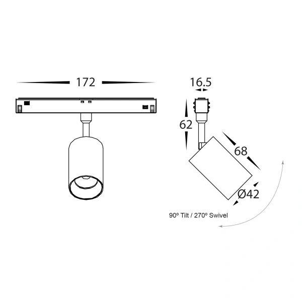 Track spotlight HCP-1029101 BK 48V 6W