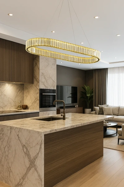 Pendant lamp Crystal Ring Oval LED 30W 3CCT L120 BRS