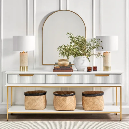 Table Lamp Paola Travertine White Shade