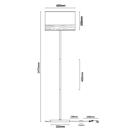 Floor lamp TAMBURA12FL E27 BLK