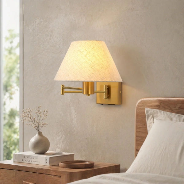 Wall lamp Elspet Swing Arm with charging ports brs