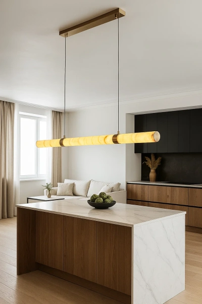 Pendant lamp Aragon Linear Alabaster Spanish Marble L150 LED 40W CCT Dim BRS