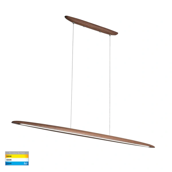 Pendant lamp Noce Walnut Timber L180 LED 28W 3CCT Dim
