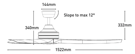 Ceiling fan Lora D60 DC with Remote WH
