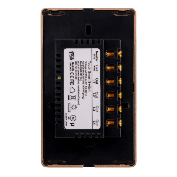 Wall Switch 4 Gang BLK-GLD HV9220-4 Wifi