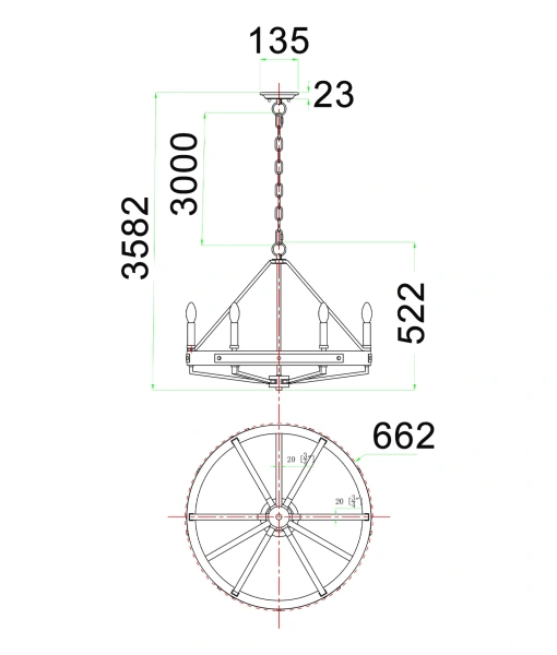 Pendant lamp FUNALE Candelabra L6 Natural Wood and Bronze Pendant lamp FUNALE Candelabra L6 Natural Wood and Bronze
