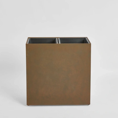 Odile Fiber Cement Dual Planter with Wheels Rust