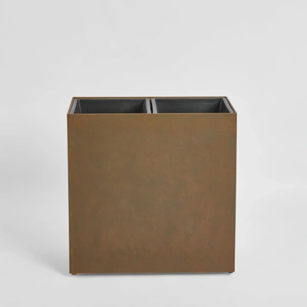 Odile Fiber Cement Dual Planter with Wheels Rust