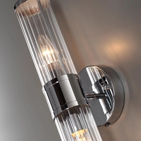 Wall light TIEMPO2 Up-Down Tubular Clear Glass Chrome 10W