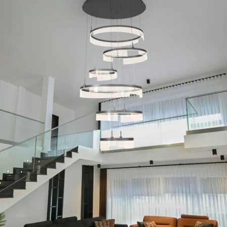 Pendant lamp Lando 6 ring LED 180W 3CCT BLK