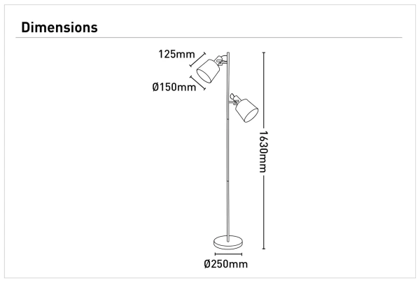 Floor lamp Arizona 2 E27 H165 BLK Floor lamp Arizona 2 E27 H165 BLK