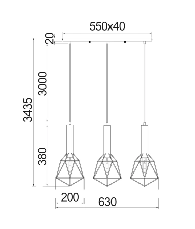 Pendant lamp BLACKBAND 3x Bird Cage With Bar