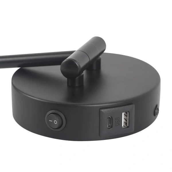 Wall lamp Beatrice Swing Arm with charging ports blk