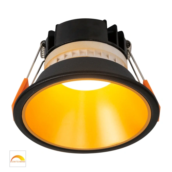 Recessed downlight Gleam BLK with Gold Insert Fixed Dim to Warm LED 9W IP54 Recessed downlight Gleam BLK with Gold Insert Fixed Dim to Warm LED 9W IP54