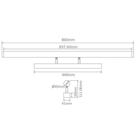 Wall light MIRROR-15 Tricol LED 15W 86cm BLK