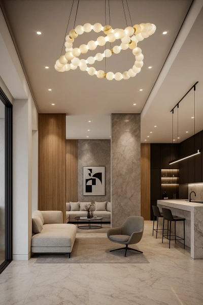 Pendant lamp Coronet 2 Alabaster Spanish Marble LED 78W BRS