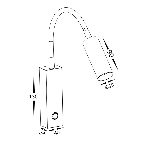 Wall light Lesen single with flexible arm 3CCT 3W WHT