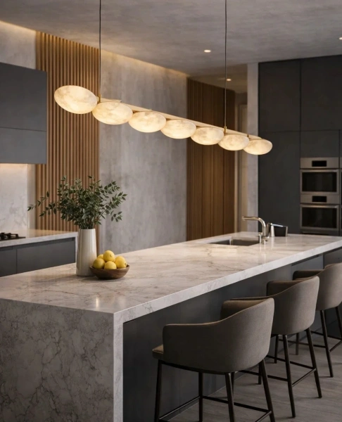 Pendant lamp Miraflores Alabaster Spanish Marble L150 LED 35W CCT Dim BRS