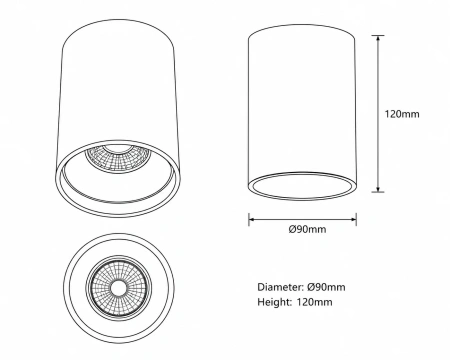 Surface downlight Cylinder ZTUBE-12.90.CCT.BR LED 12W