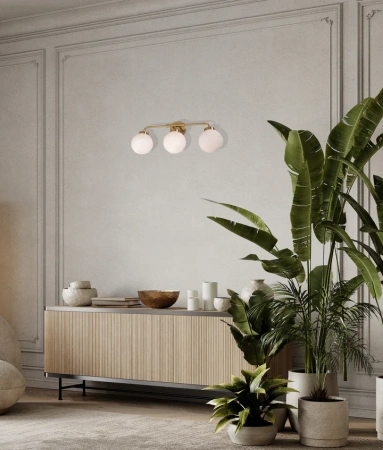 Wall light Palla 2 IP20 3x E27 Alabaster GLD round base
