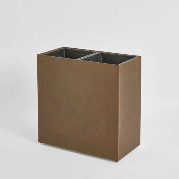 Odile Fiber Cement Dual Planter with Wheels Rust