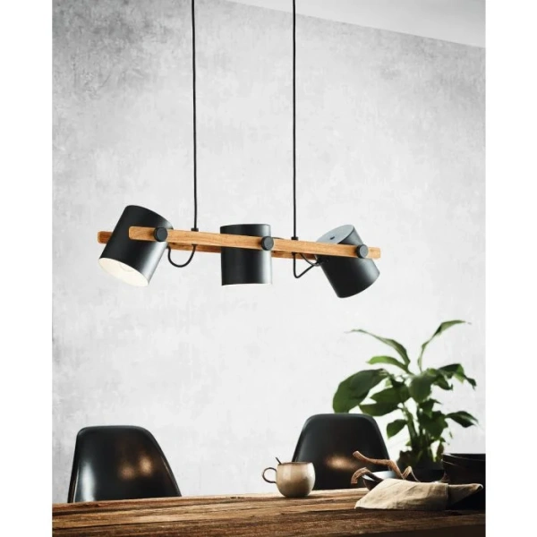 Pendant lamp HORNWOOD 3X60W E27 BLK-LIGHT WOOD