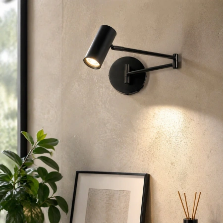 Wall lamp Beatrice Swing Arm with charging ports blk