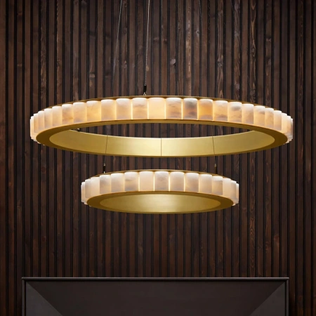 Pendant lamp Capella 2 Large Alabaster Spanish Marble LED 90W CCT Dim BRS