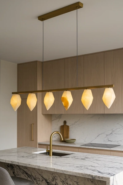 Pendant lamp Miraflores 2 Alabaster Spanish Marble L120 LED 30W CCT Dim BRS