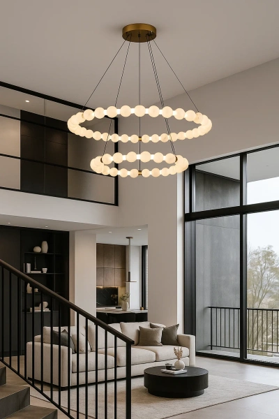 Pendant lamp Coronet 2 Alabaster Spanish Marble LED 78W BRS
