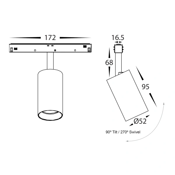 Track spotlight HCP-1029102 BK 48V 10W