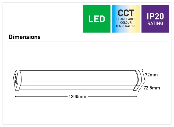 Batten Light Corvis II LED 30W CCT L120 WHT Batten Light Corvis II LED 30W CCT L120 WHT