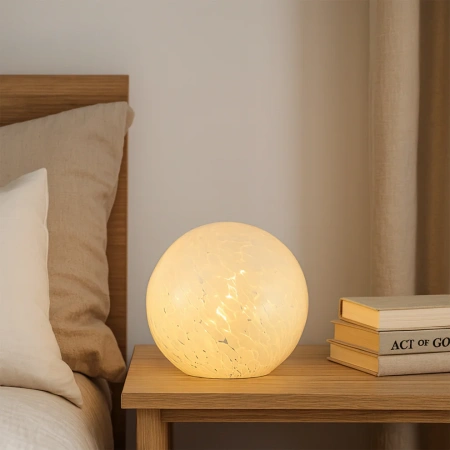 Table Lamp Lyra Glass Ball E27 WHT