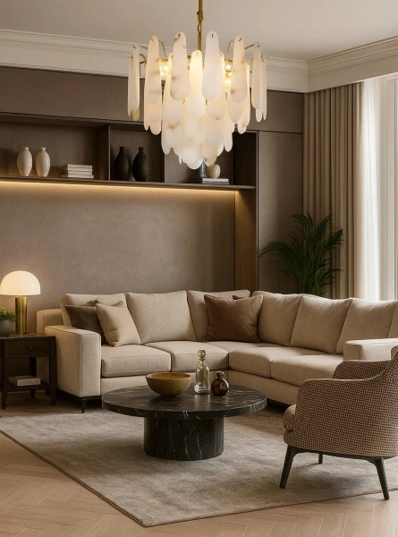 Pendant lamp Buena P8 Alabaster Spanish Marble BRS