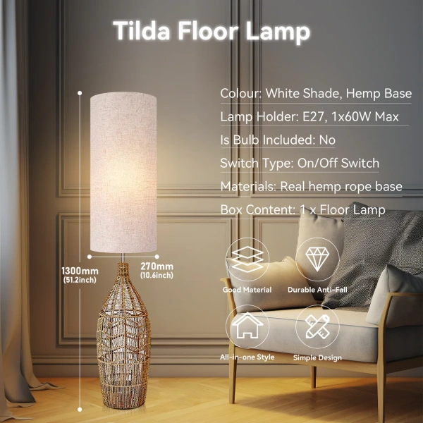 Floor lamp Tilda E27 WH-HMP