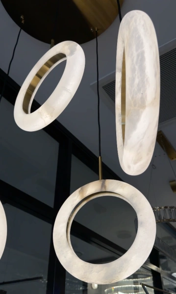 Pendant lamp Carinena P5 Alabaster Spanish Marble LED 40W CCT Dim BRS