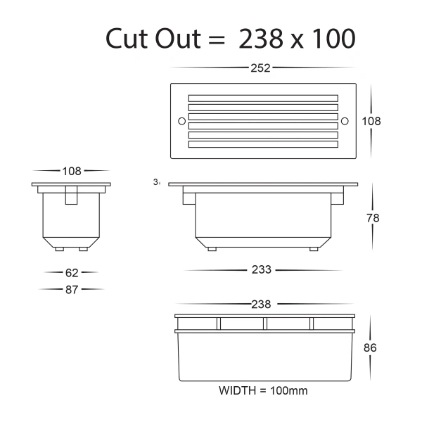 Step light Bata with Grill 10W LED 240V 3CCT BL