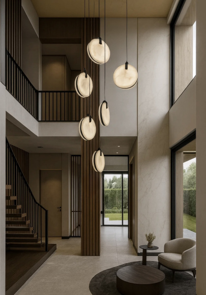 Pendant lamp Villastar 6 Alabaster Spanish Marble LED CCT Dim BLK