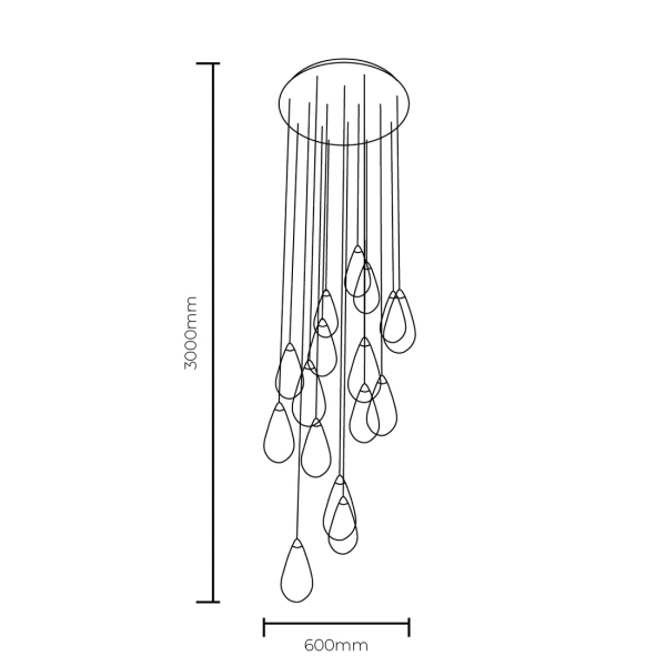 Pendant lamp Pluvia Raindrop LED D60 BRS